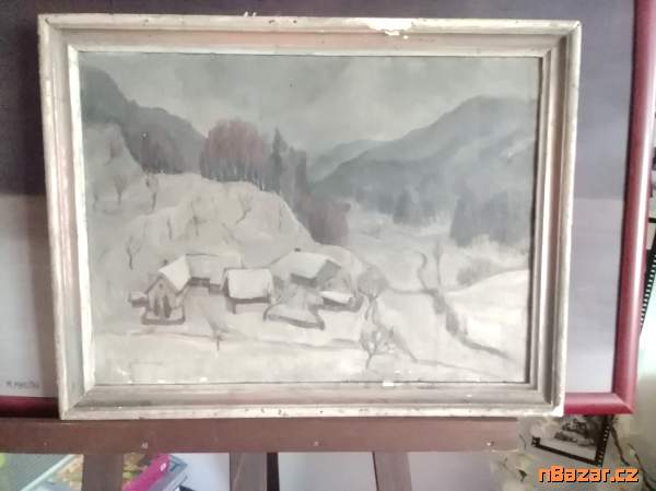 Starý obraz z chalupy-olejomalba Starý obraz z chalupy-olejomalba