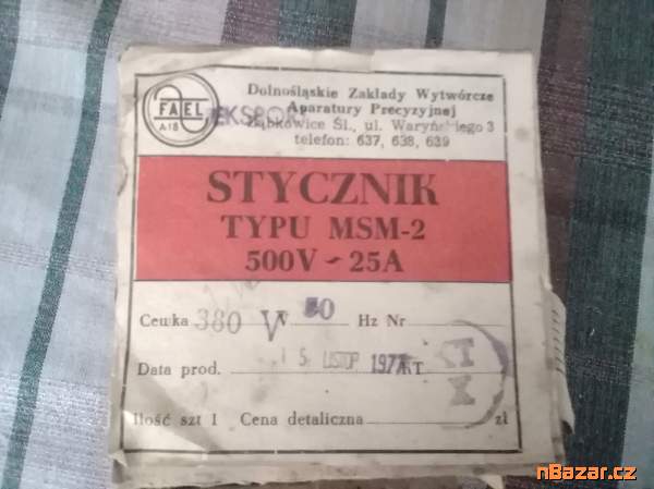 Stykač typu MSM-2, 500V - 25A Stykač typu MSM-2, 500V - 25A