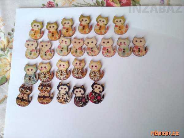 nové, dětské, dřevěné, malované knoflíky