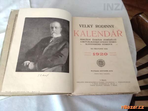 Starý Velký rodinný kalendář na rok 1920 - staré 