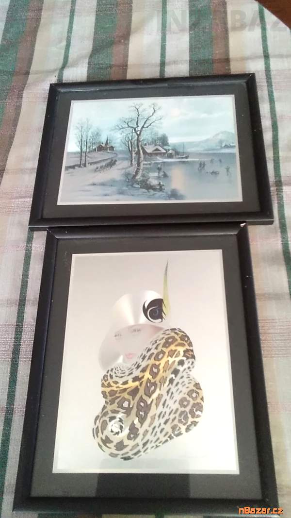 dva zasklené obrázky v rámečku