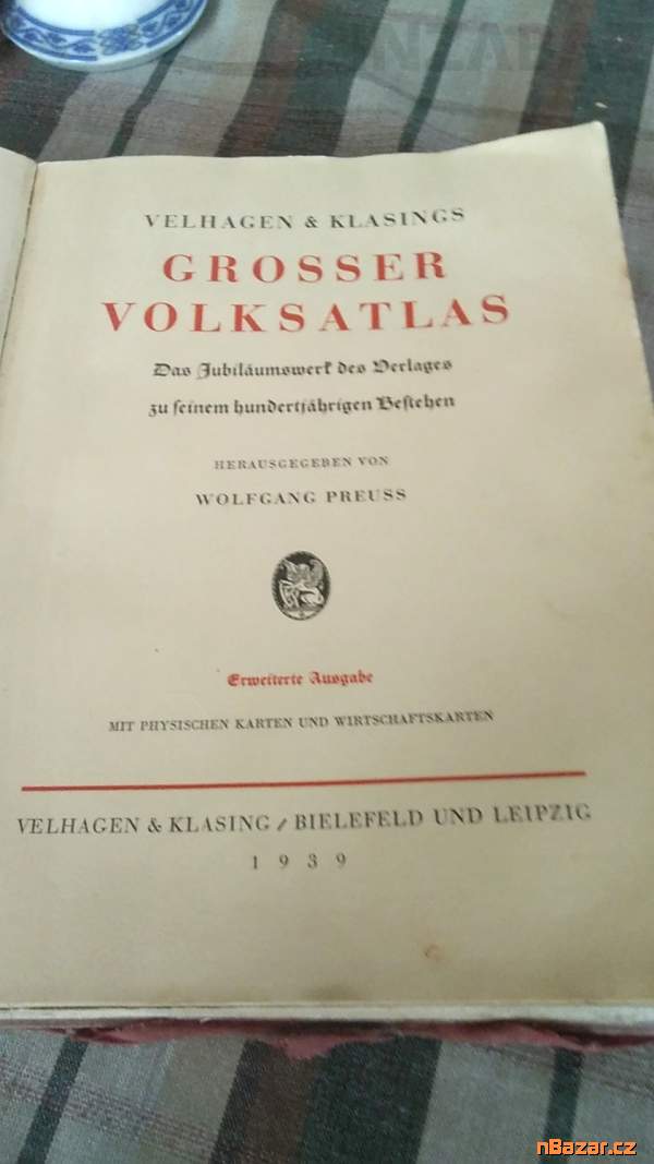 starý Atlas světa z roku 1939 - německý starý Atlas světa z roku 1939 - německý