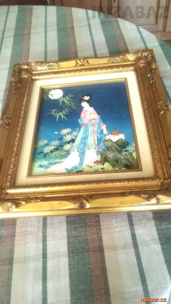 starý, japonský obraz s gejšou - orig. starý, japonský obraz s gejšou - orig.